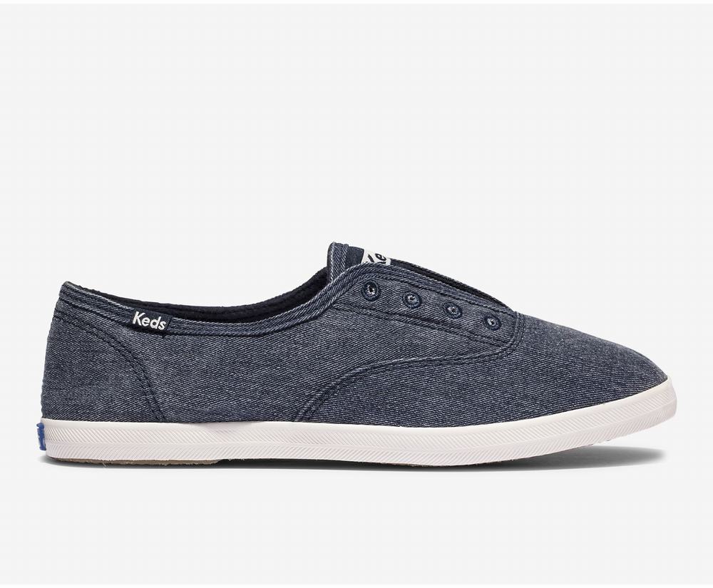 Women's Keds CHilax Washable Feat Organic Cotton Slip Ons Navy 8326701HG - South Africa